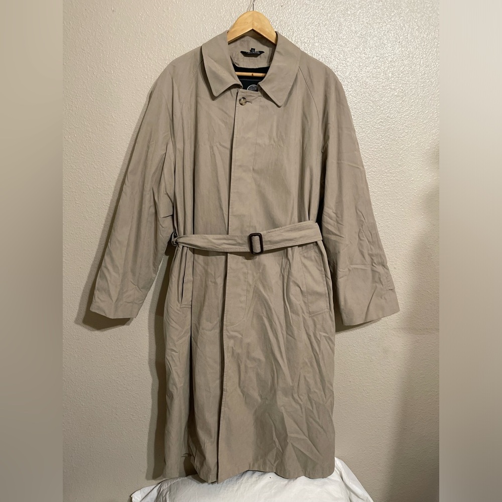 JOS A BANK Khaki Beige Cotton Blend Trench Coat w/ Removable Warmer Liner 42R